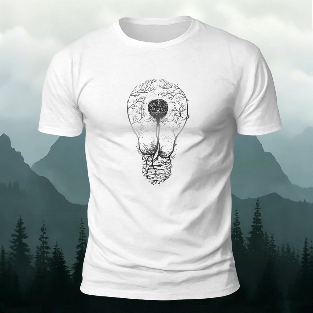 Creative Light Bulb Brain Printed Casual 100% Cotton Tee