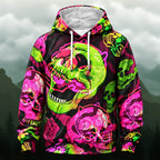 Artistic Neon Skull All-Over Print Hoodie