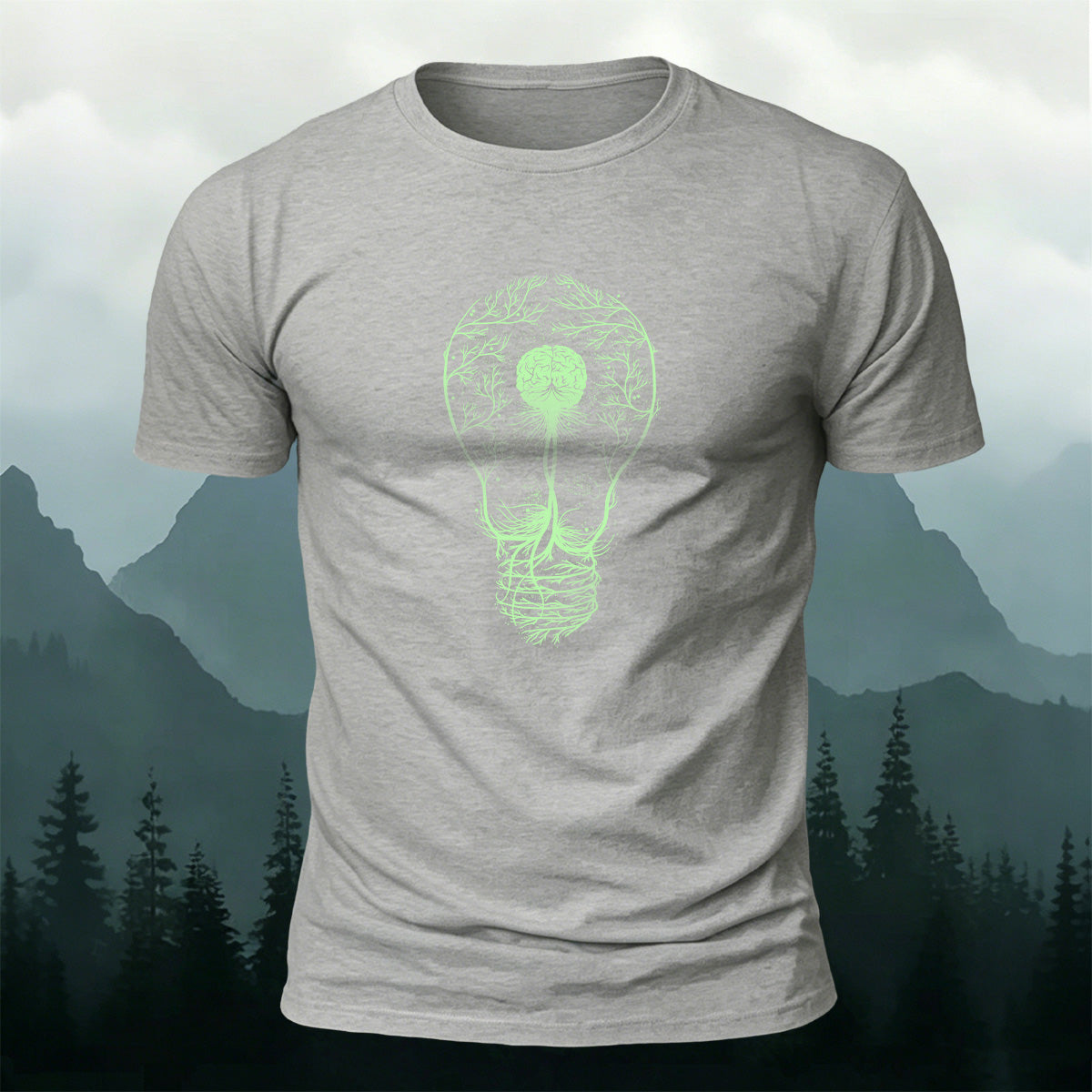 Creative Cycling Neuron Light‑bulb moment Pattern Combed Cotton T-Shirt