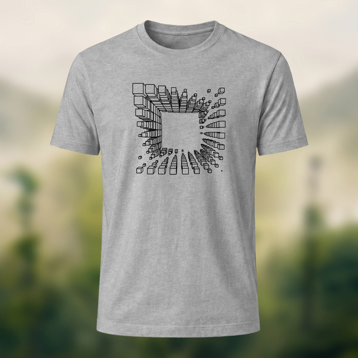 Modern Geometric Cube Premium Cotton T-Shirt
