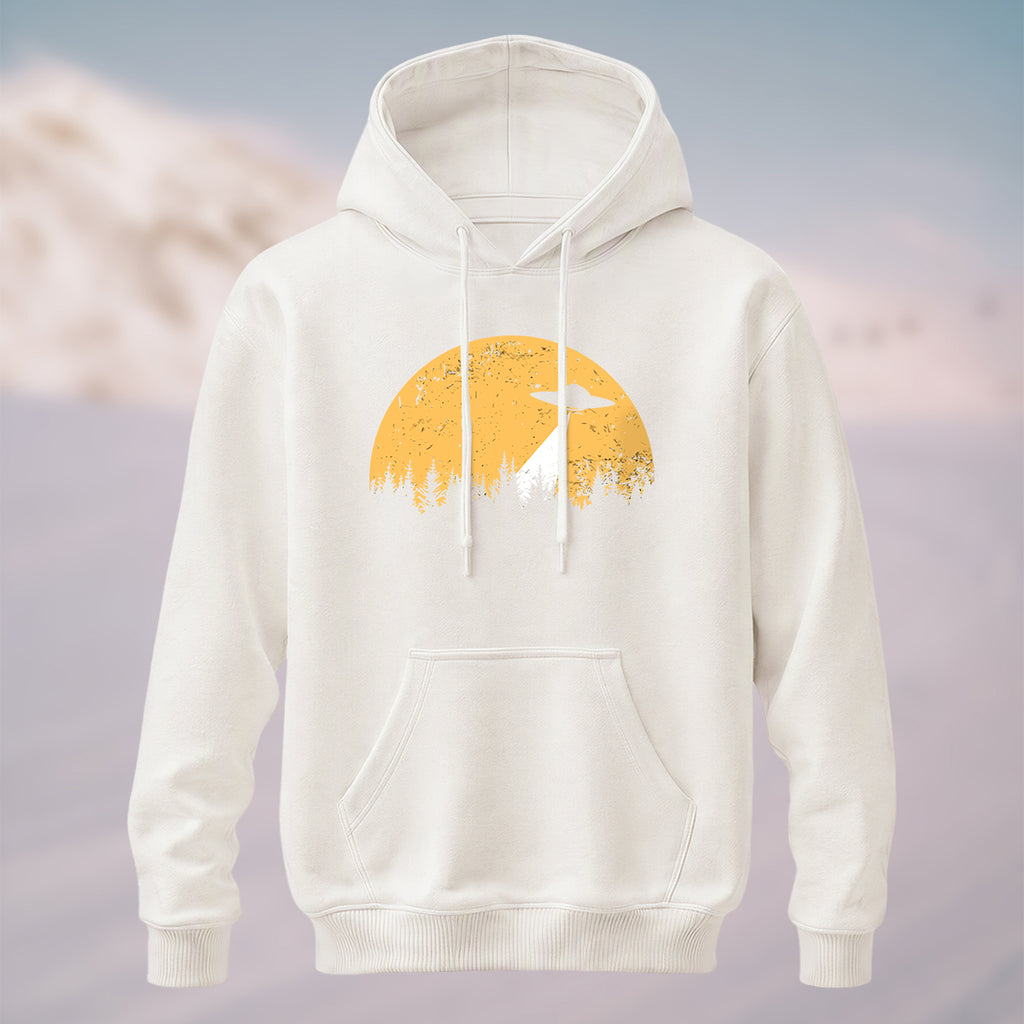 Cotton Made Alien Spaceship Print Hoodie
