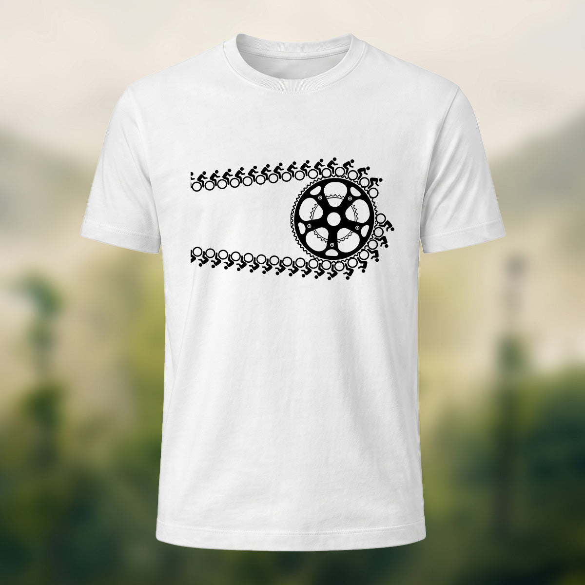 Creative Bike Chain Pattern Combed Cotton T-Shirt