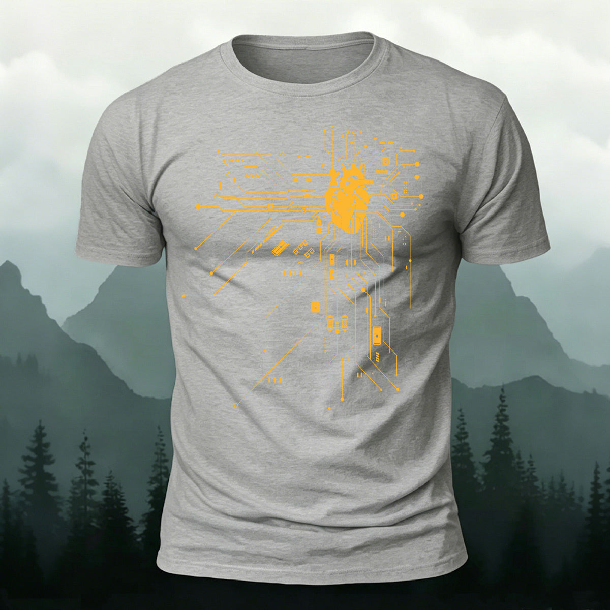 Creative Heart Pattern Combed Cotton T-Shirt