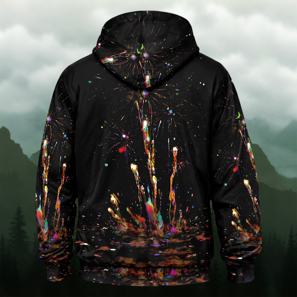 Vibrant Artistic Fireworks All-Over Print Hoodie