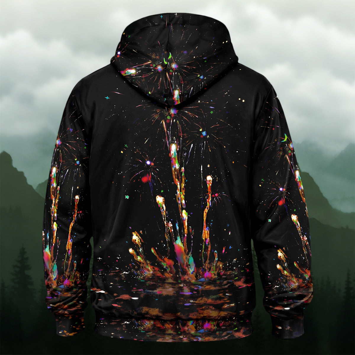 Vibrant Artistic Fireworks All-Over Print Hoodie