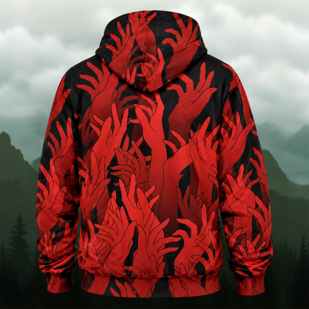 Bold Abstract Hand All-Over Print Hoodie