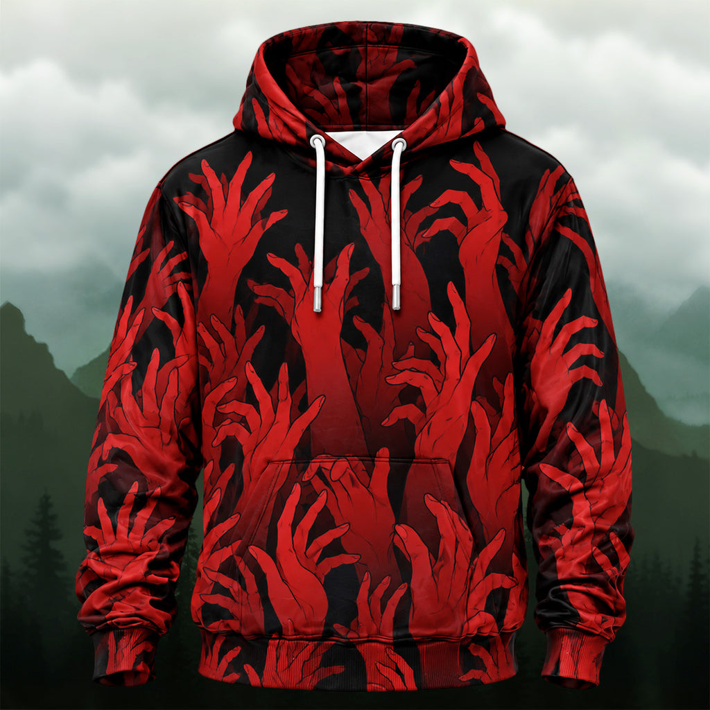 Bold Abstract Hand All-Over Print Hoodie