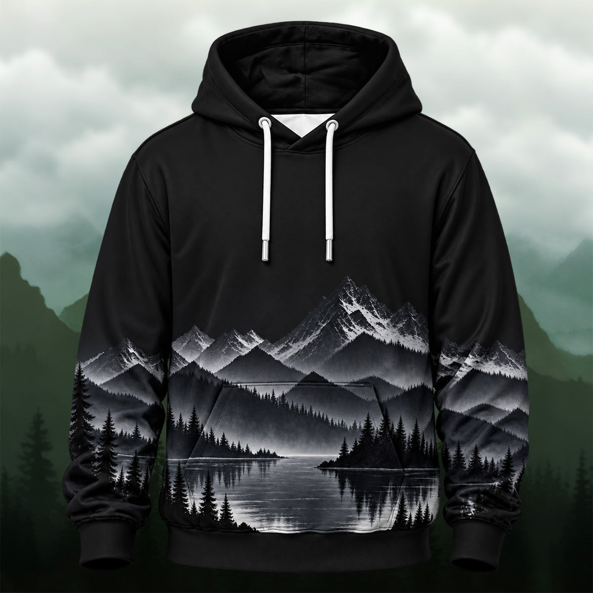 Scenic Mountain Forest All-Over Print Hoodie