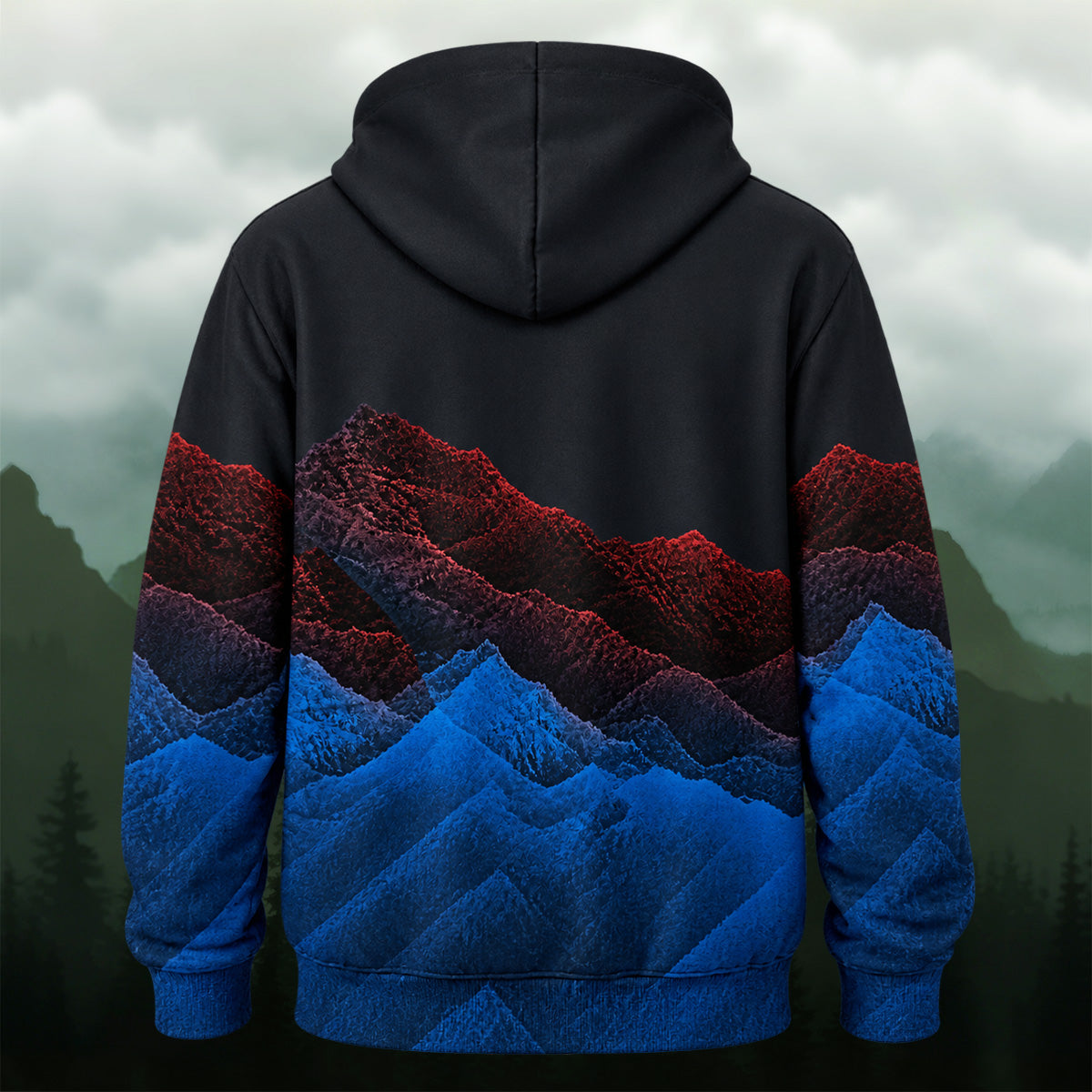 Dramatic Layered Mountain All-Over Print Hoodie