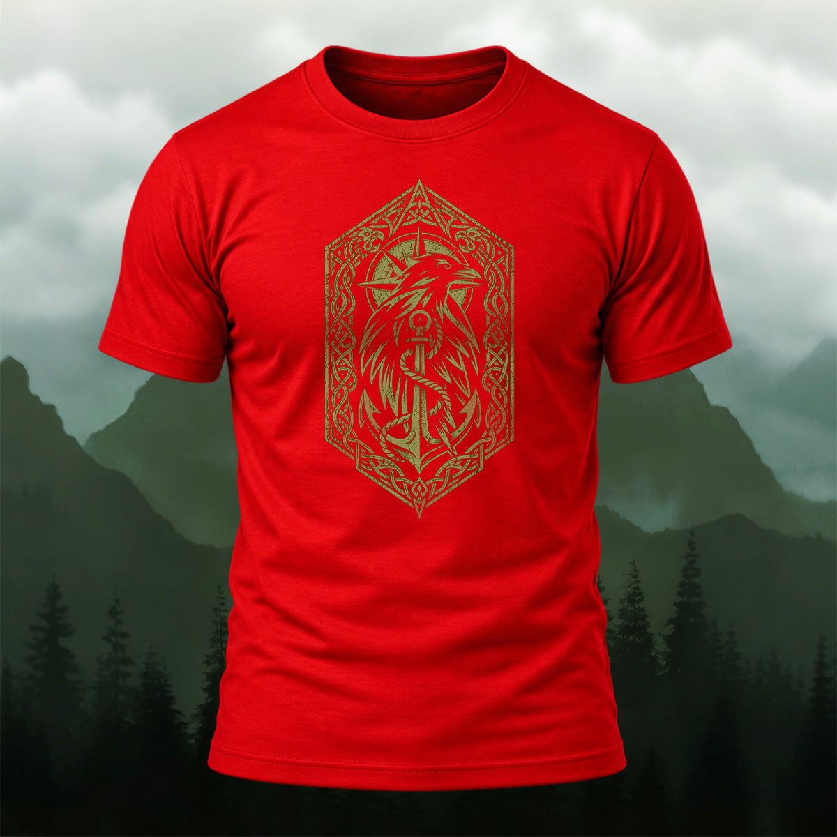 Ancient Viking Raven Crest Cotton T-Shirt