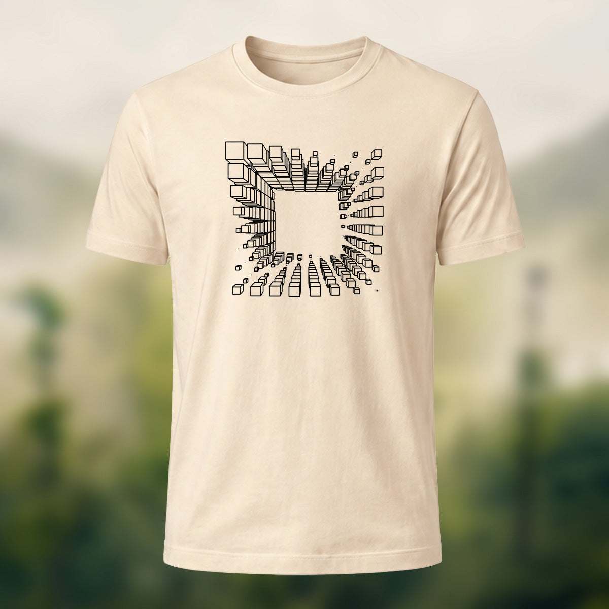 Modern Geometric Cube Premium Cotton T-Shirt