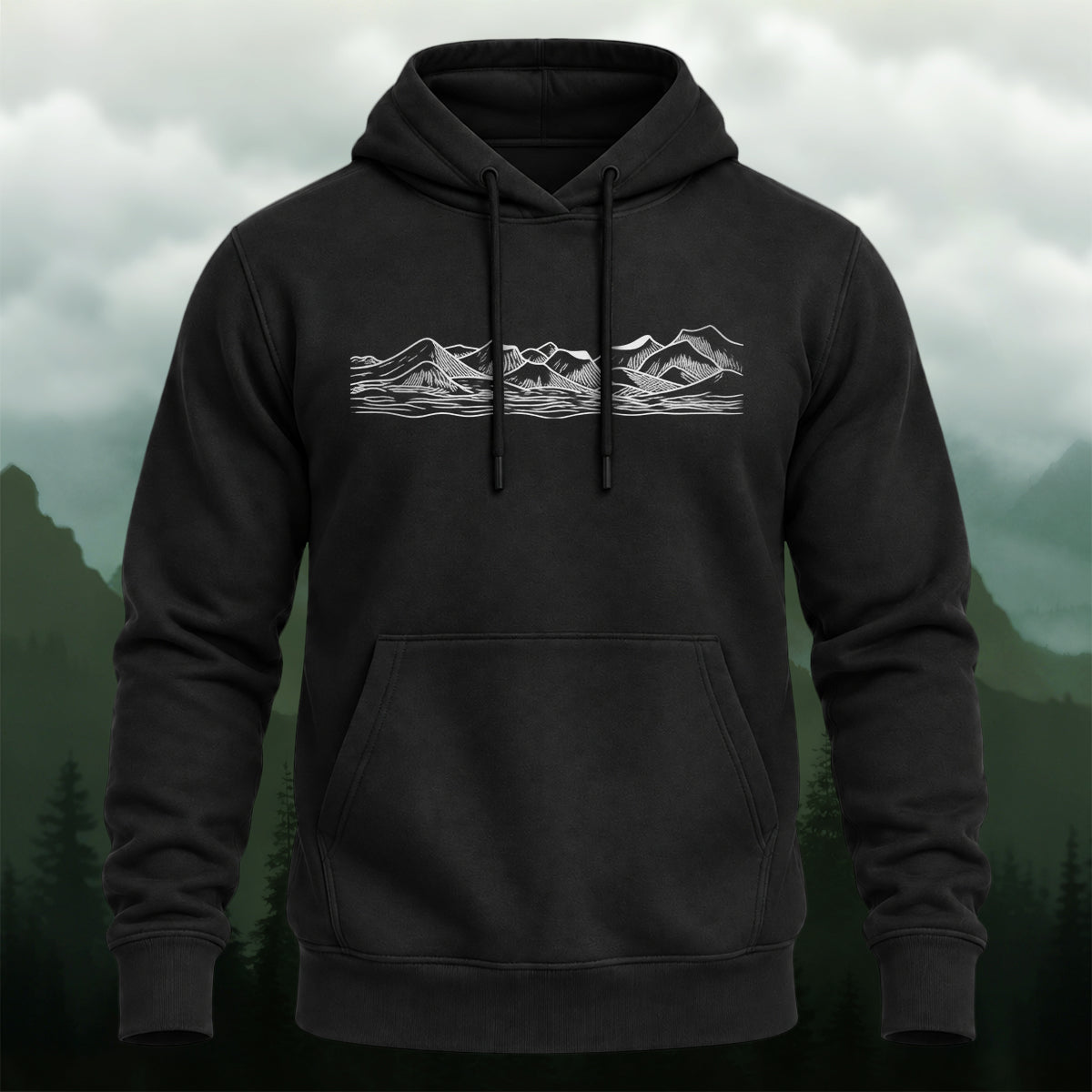 Cotton Made Minimal Mountain Range Hoodie