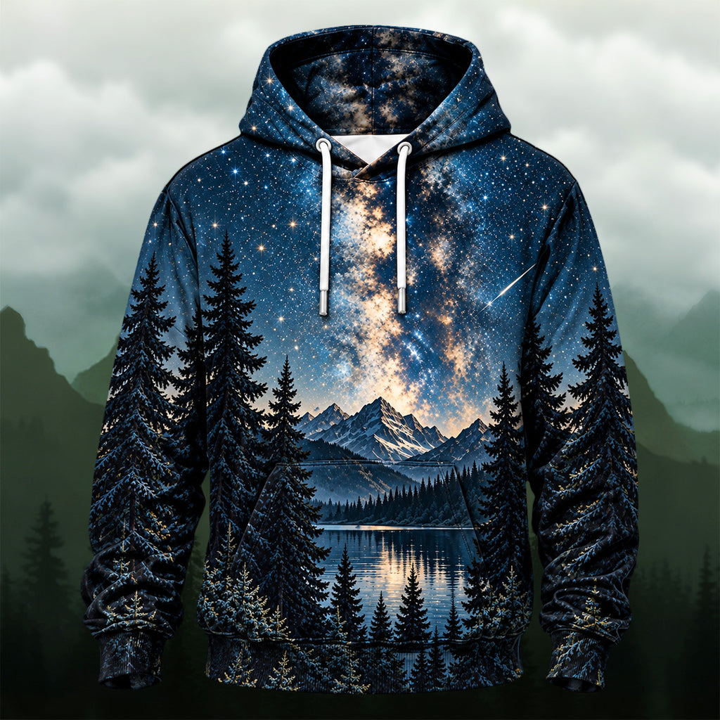 Scenic Milky Way Forest All-Over Print Hoodie
