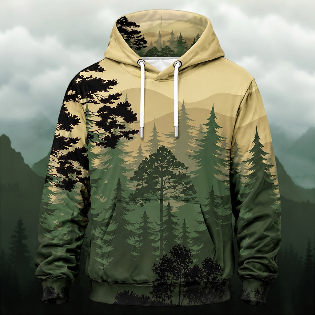 Hazy Pine Forest All-Over Print Hoodie