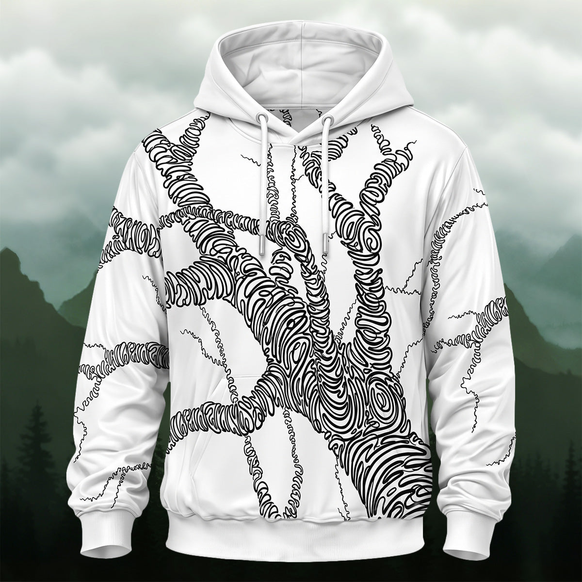 Intricate Abstract Forest All-Over Print Hoodie