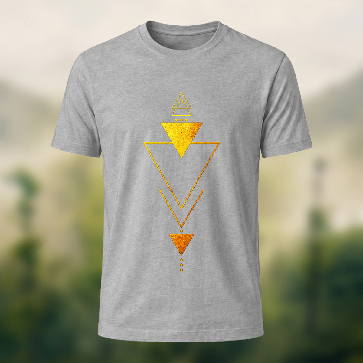 Creative Inverted Triangles Combed Cotton T-Shirt