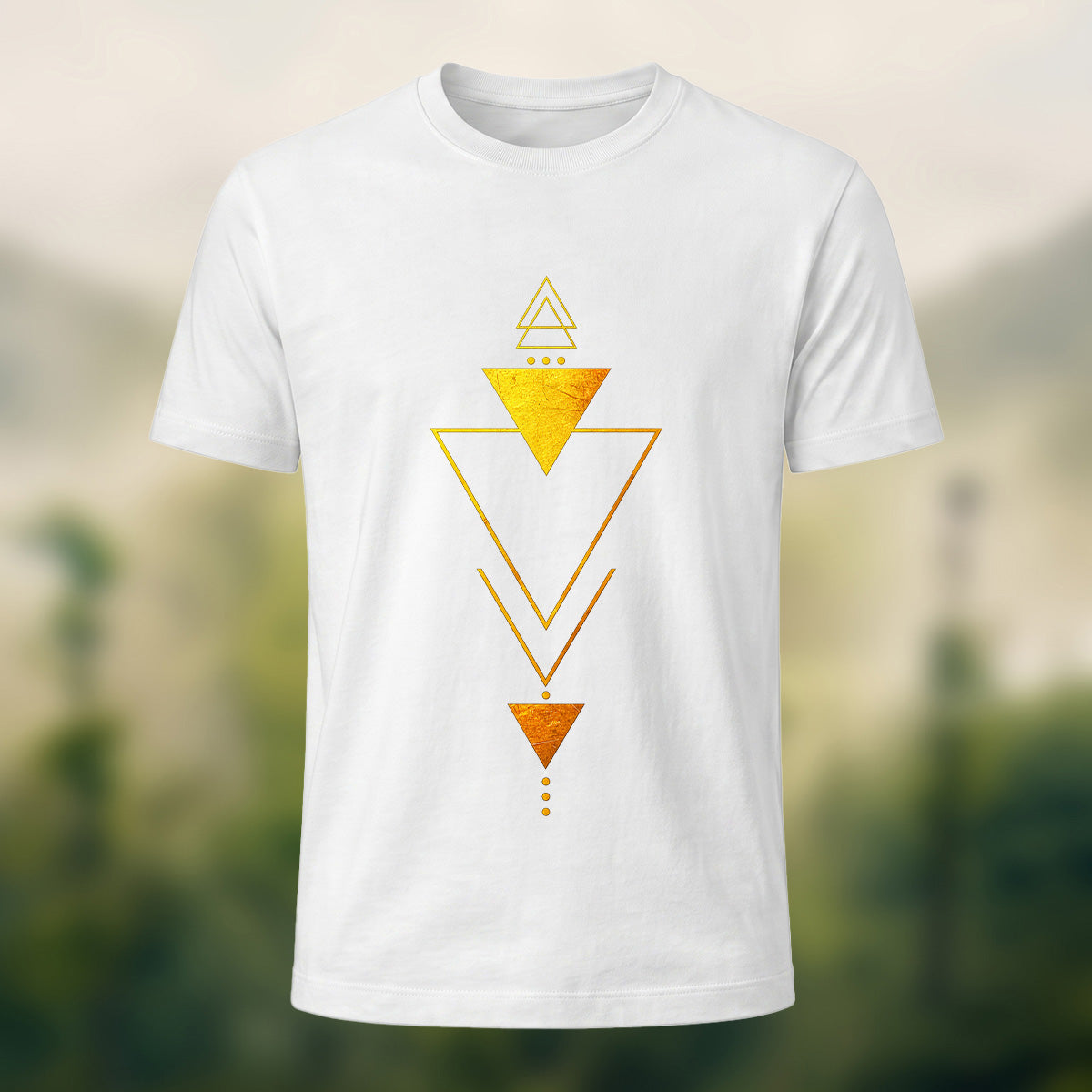 Creative Inverted Triangles Combed Cotton T-Shirt