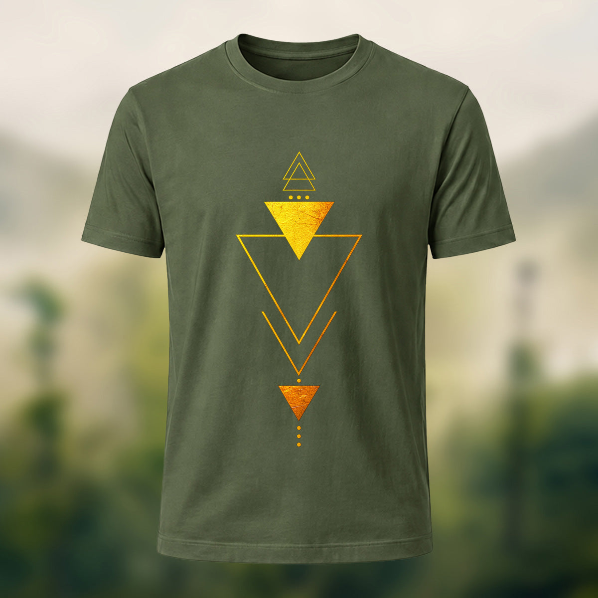 Creative Inverted Triangles Combed Cotton T-Shirt