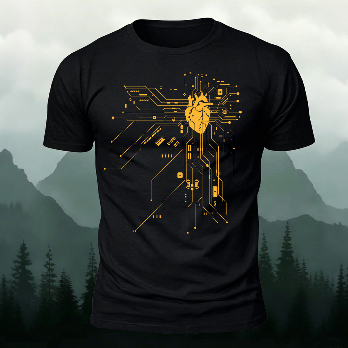 Creative Heart Pattern Combed Cotton T-Shirt