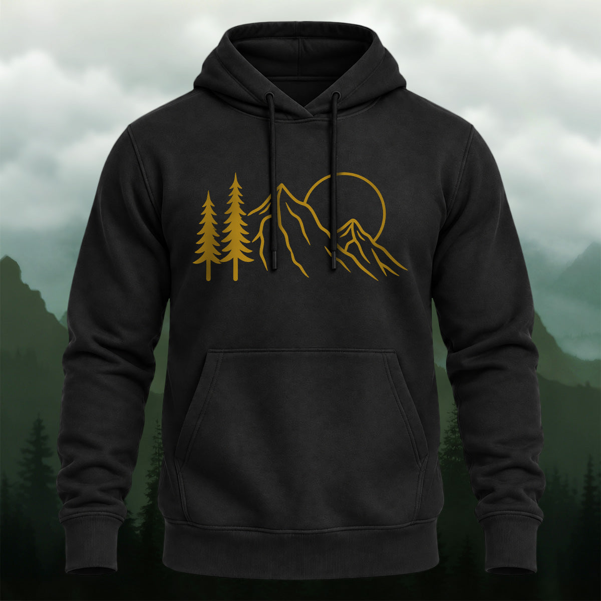 Cotton Made Minimal Mountain Landscape Hoodie
