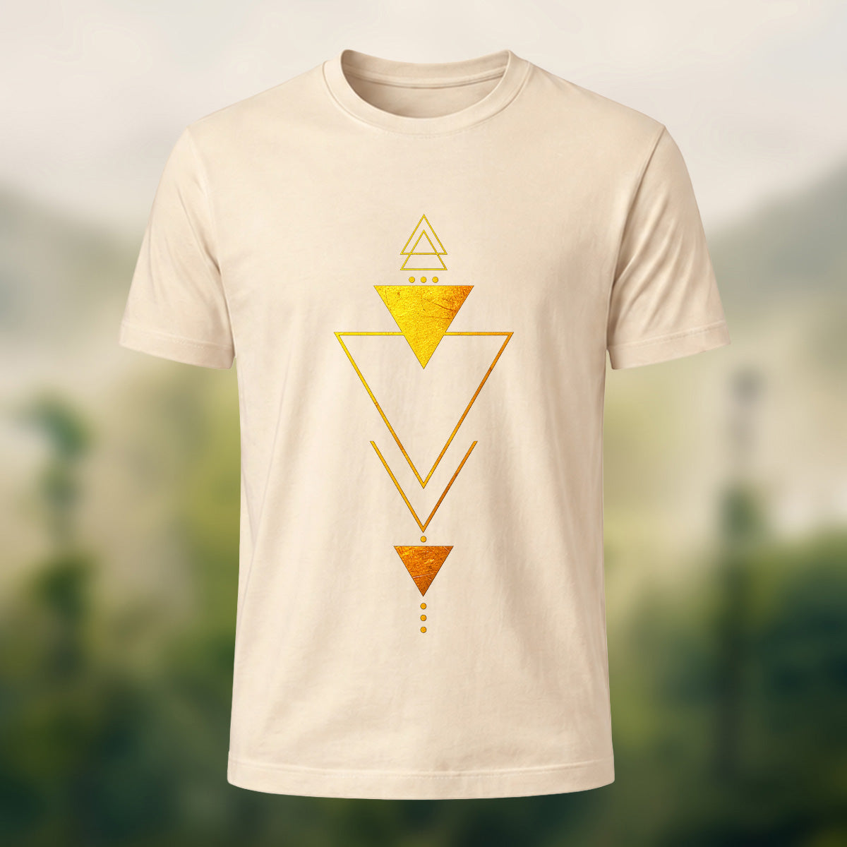 Creative Inverted Triangles Combed Cotton T-Shirt