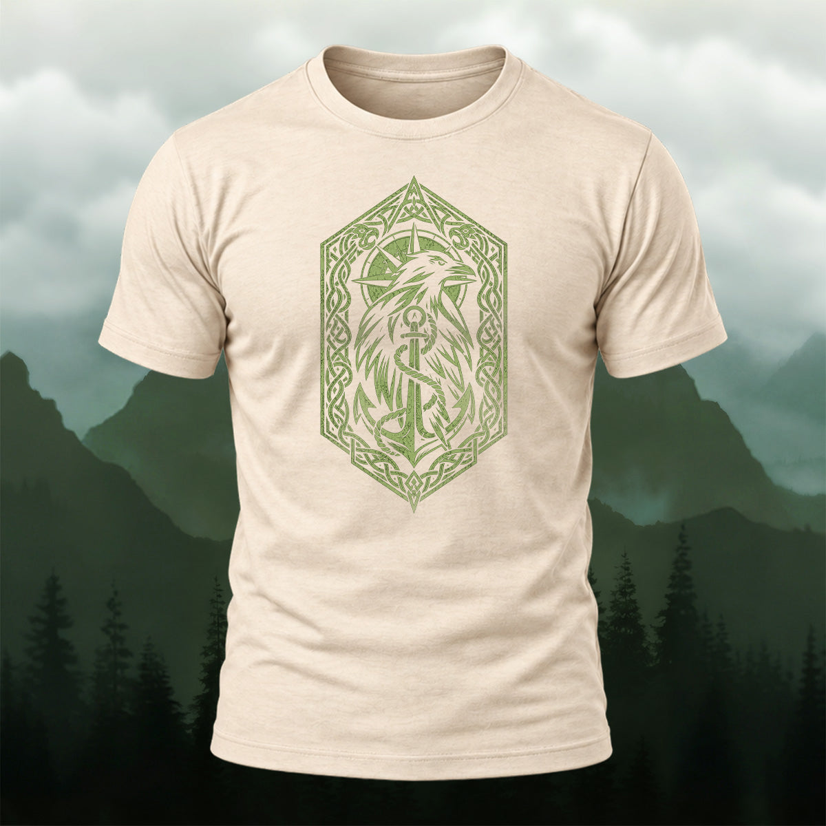 Ancient Viking Raven Crest Cotton T-Shirt