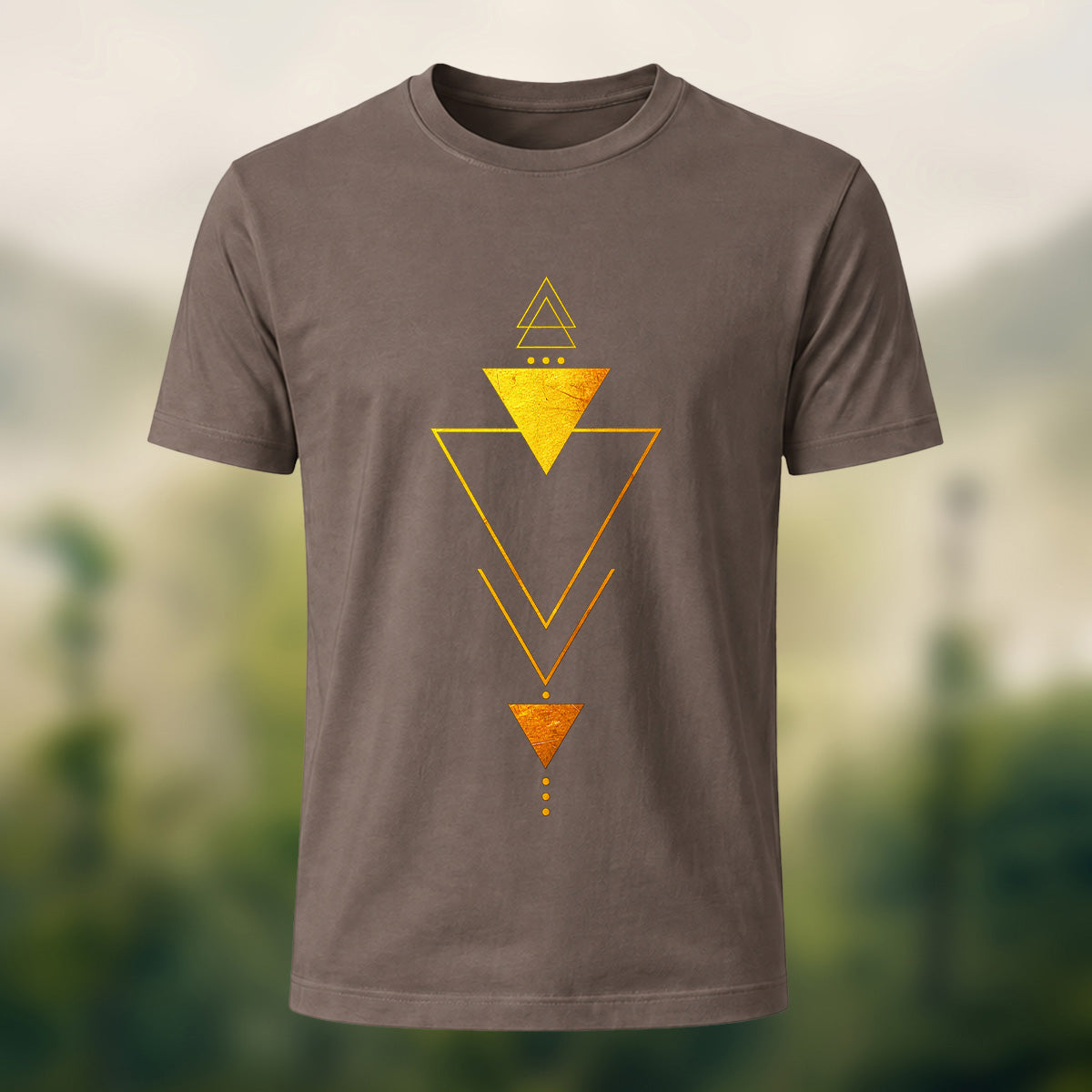 Creative Inverted Triangles Combed Cotton T-Shirt