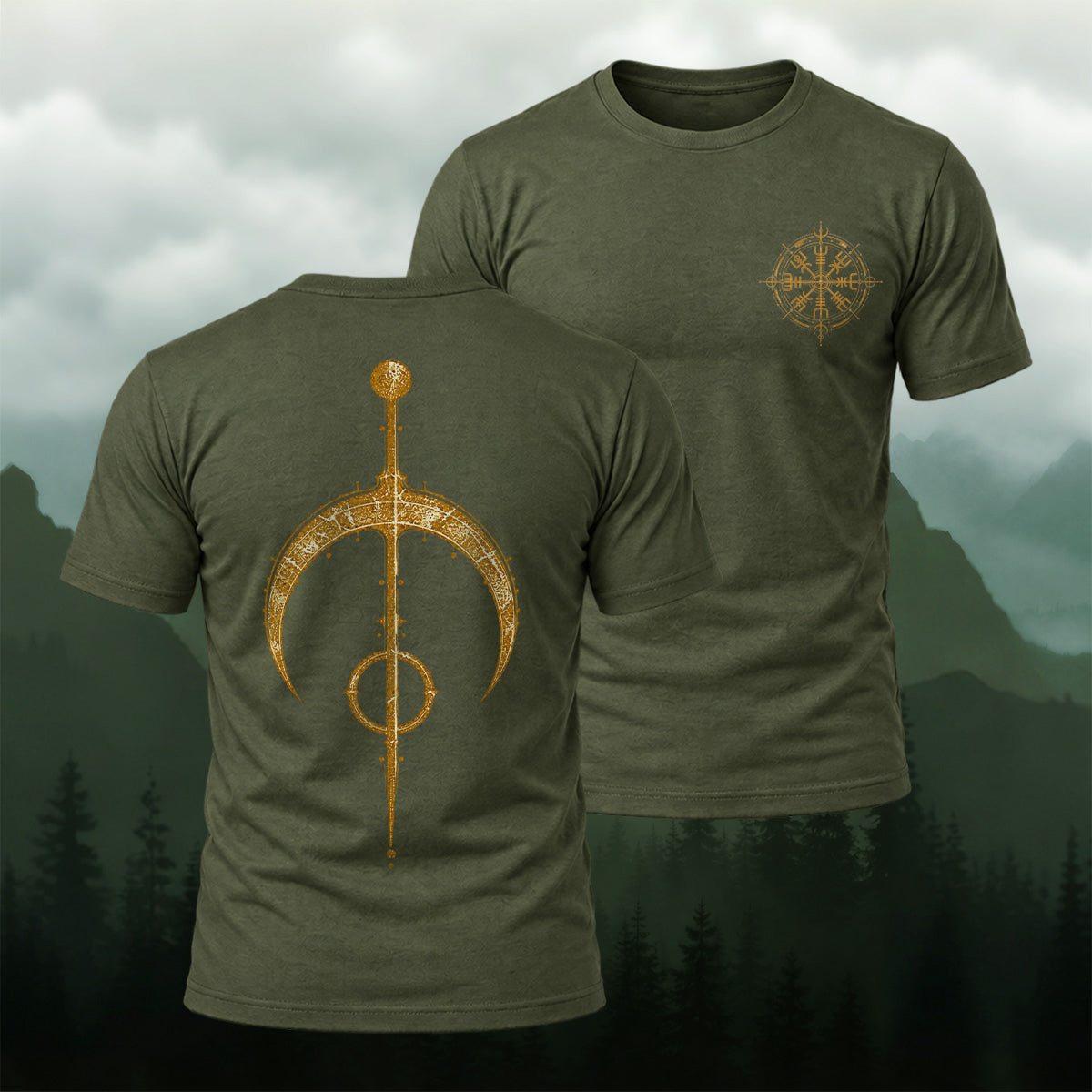 Ancient Viking Staff Premium Cotton T-Shirt