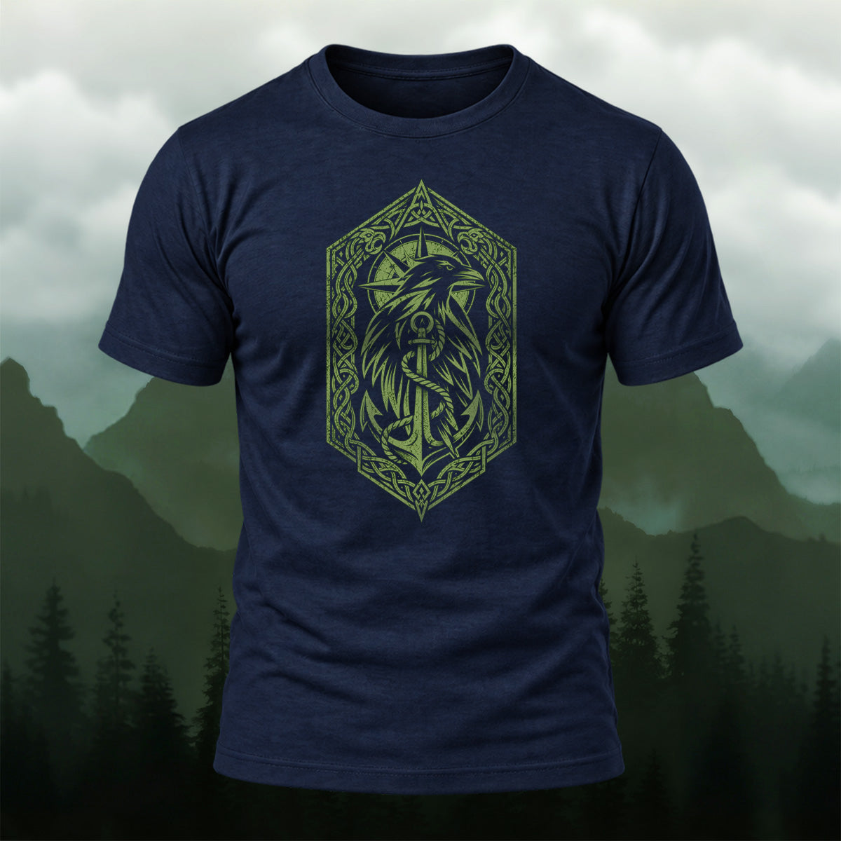 Ancient Viking Raven Crest Cotton T-Shirt