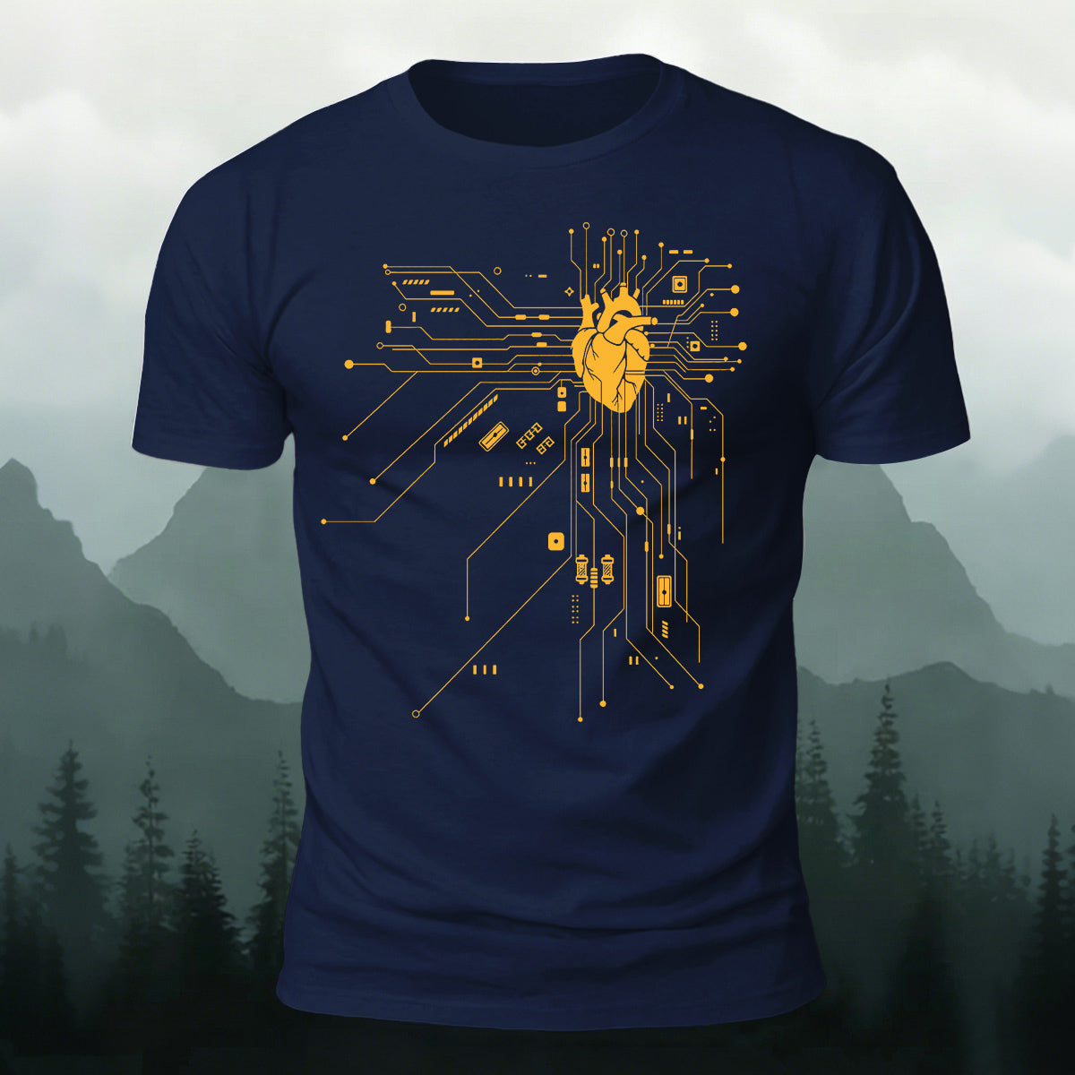 Creative Heart Pattern Combed Cotton T-Shirt