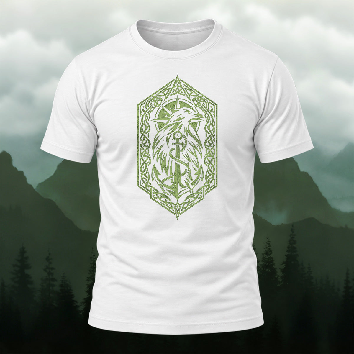 Ancient Viking Raven Crest Cotton T-Shirt