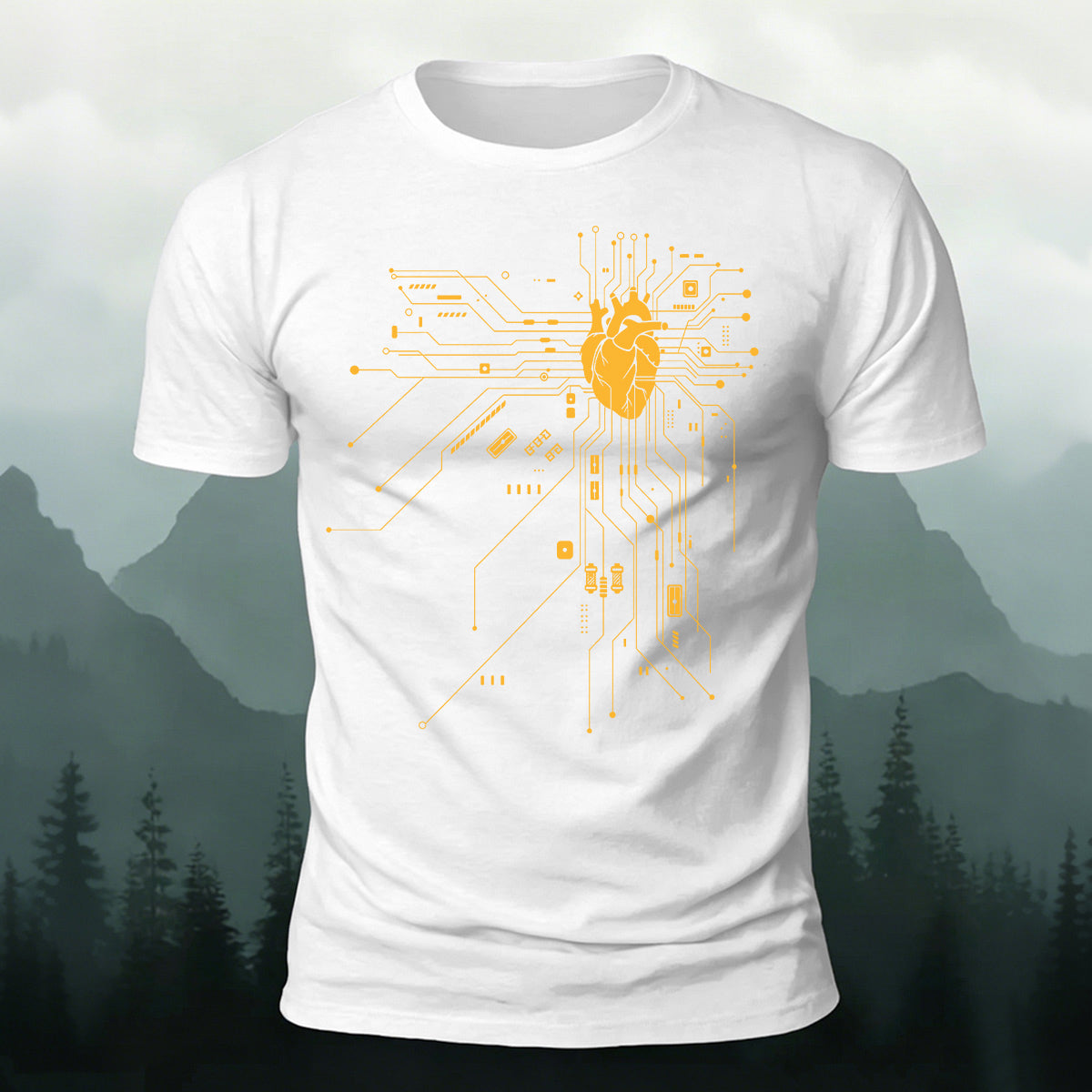 Creative Heart Pattern Combed Cotton T-Shirt