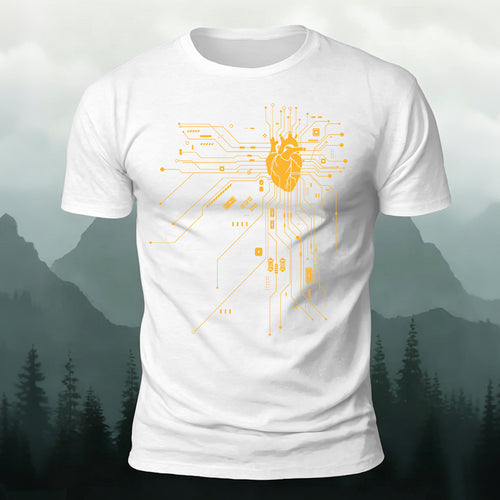 Creative Heart Pattern Combed Cotton T-Shirt