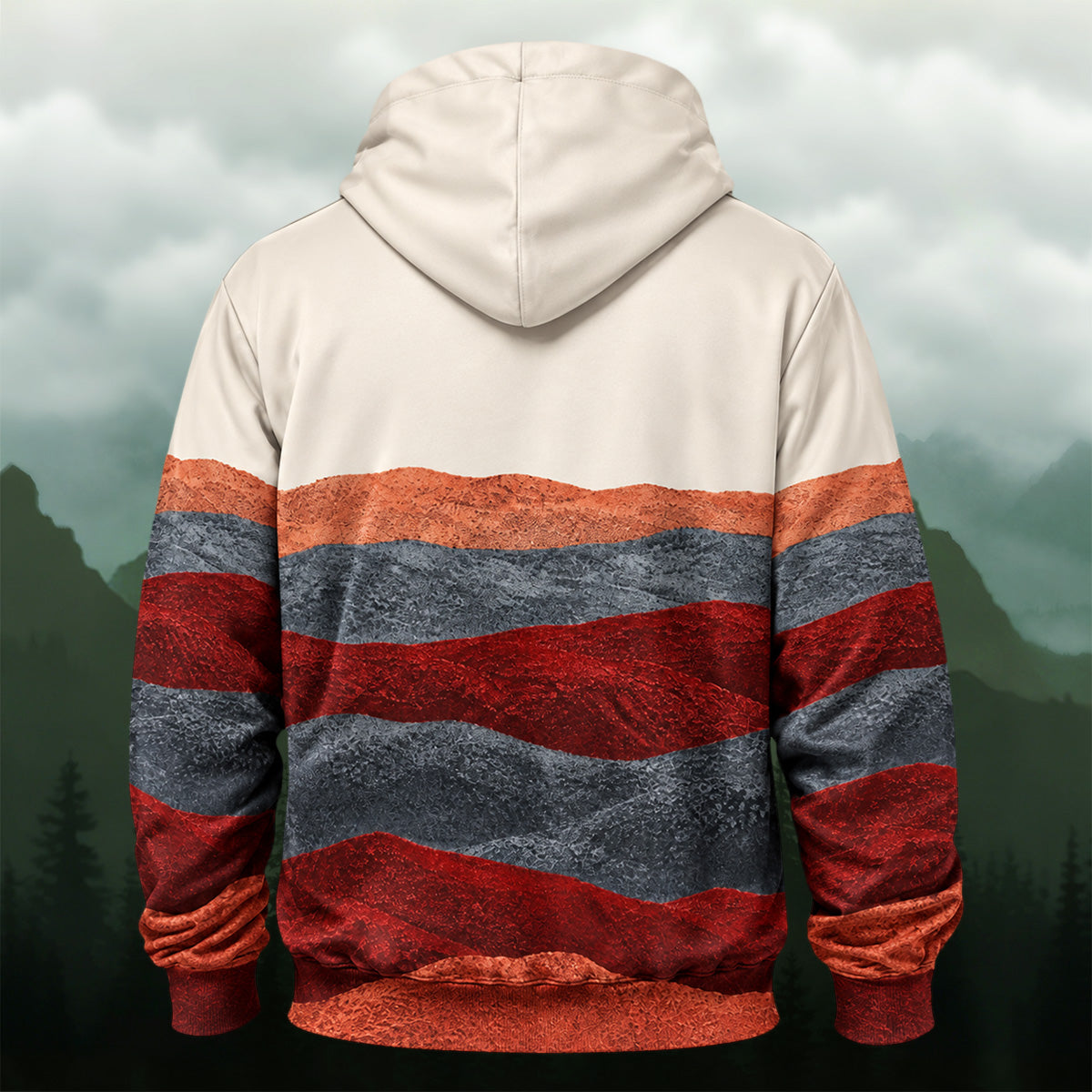 Earthy Mountain Landscape All-Over Print Hoodie
