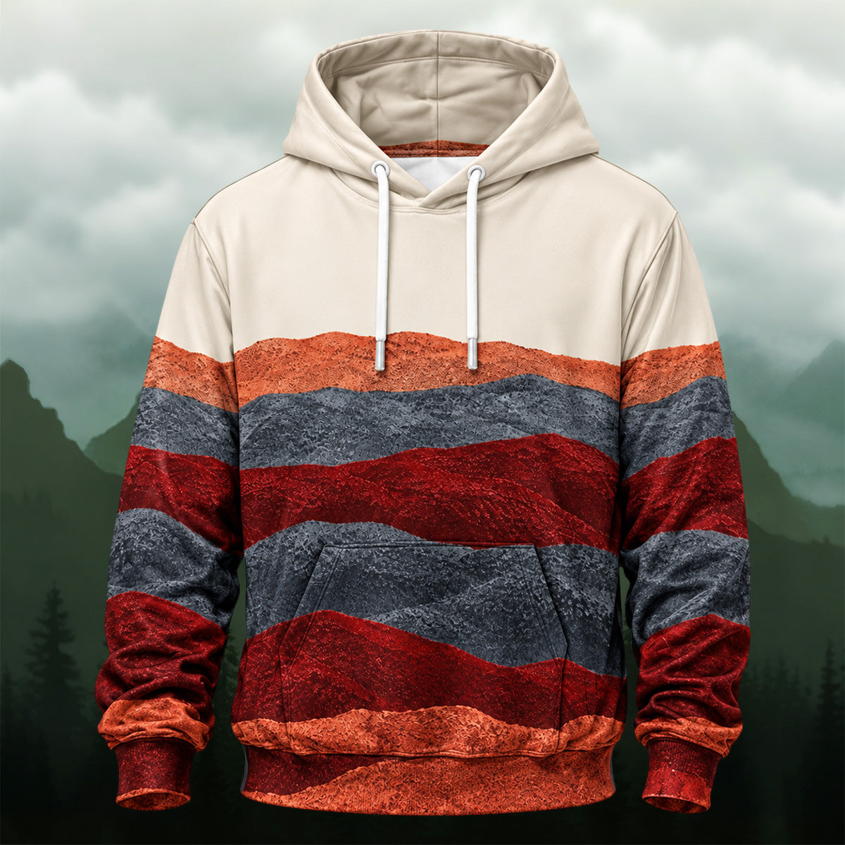 Earthy Mountain Landscape All-Over Print Hoodie