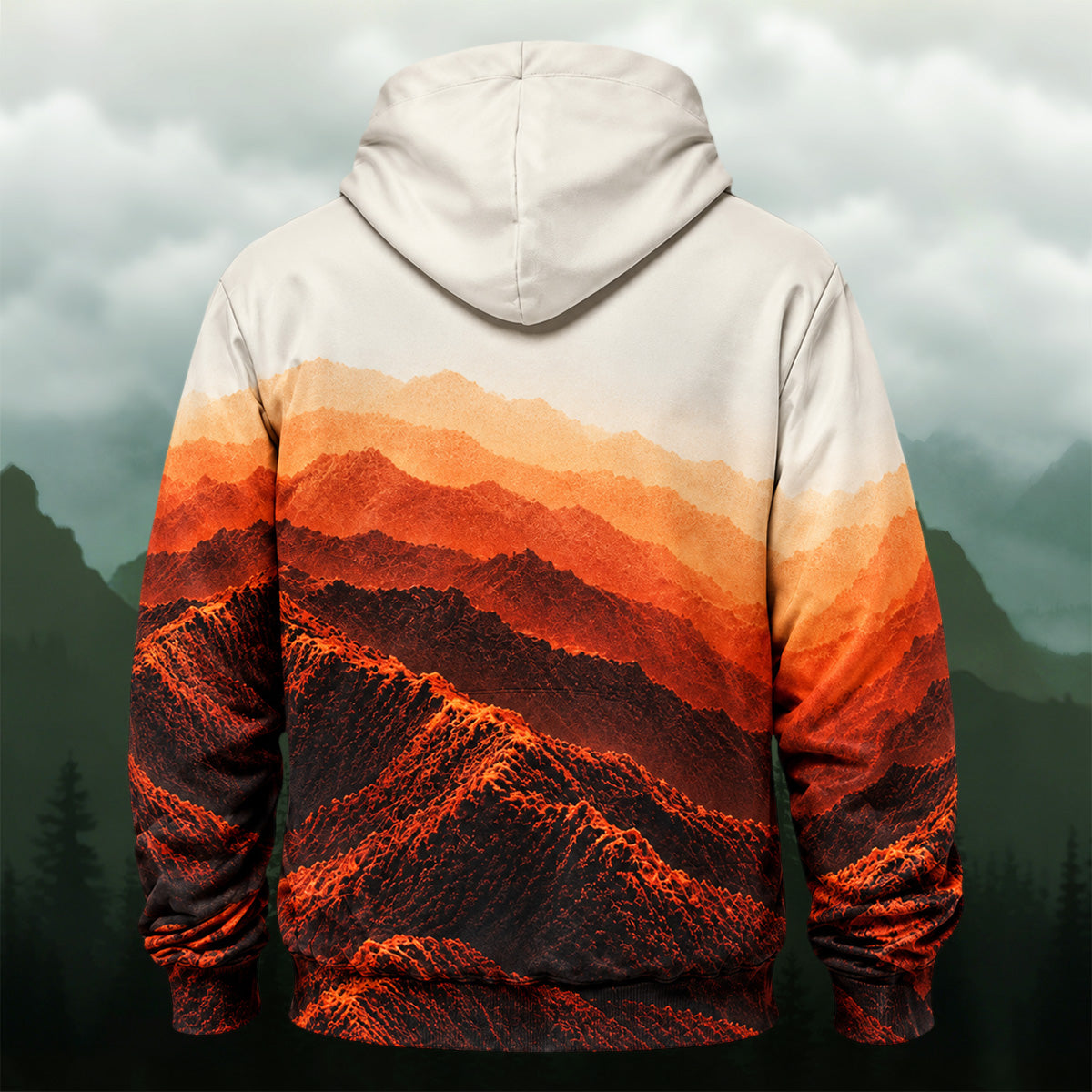 Vibrant Mountain Landscape All-Over Print Hoodie