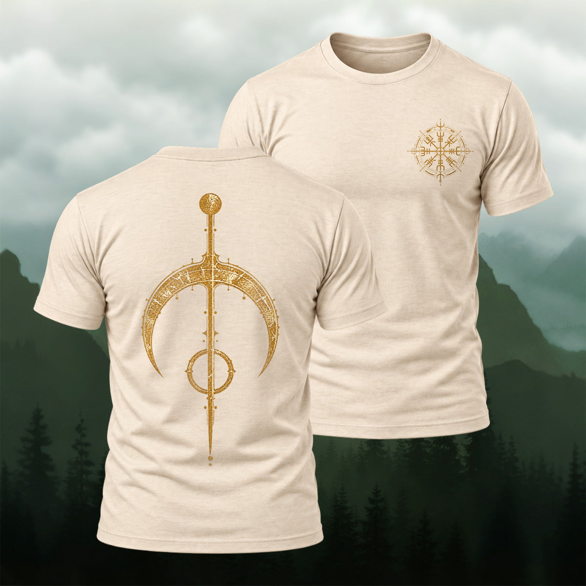 Ancient Viking Staff Premium Cotton T-Shirt