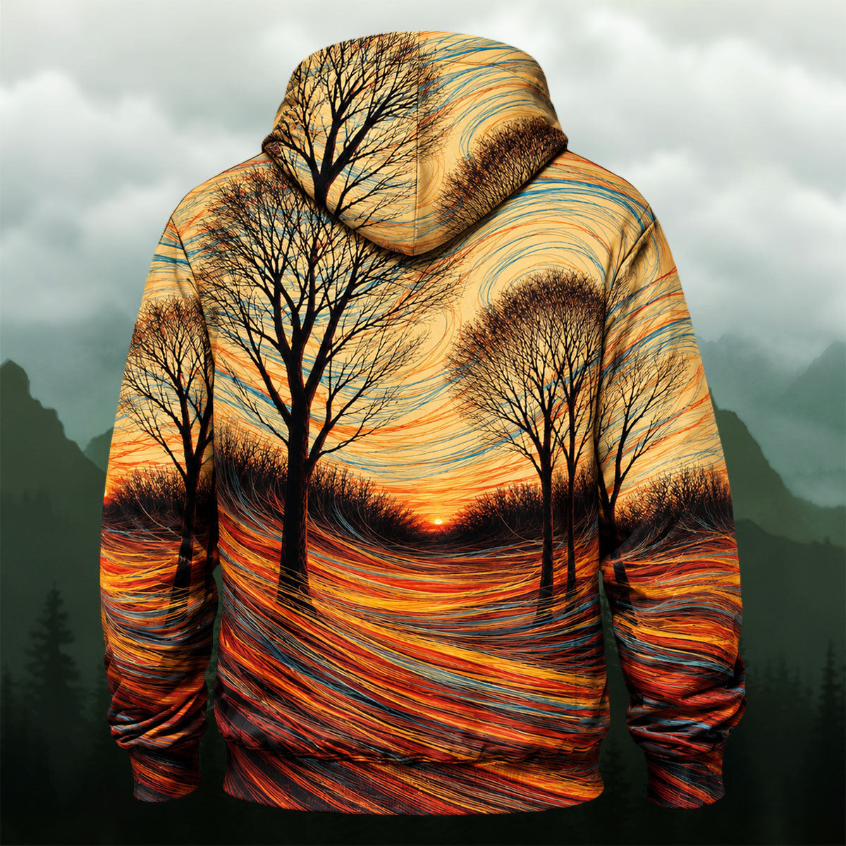 Artistic Sunset Forest All-Over Print Hoodie