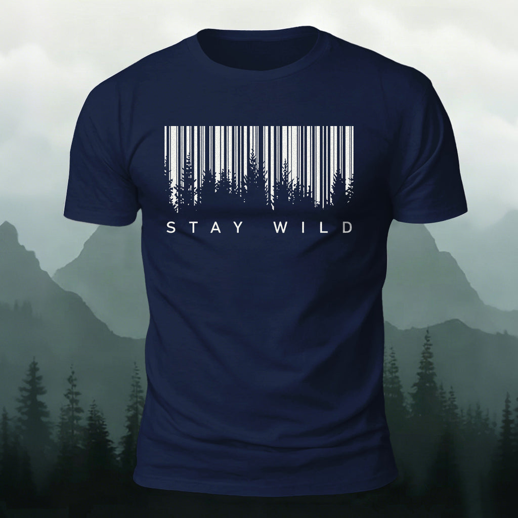 Natural Landscape Barcode-Printed Casual Cotton Tee