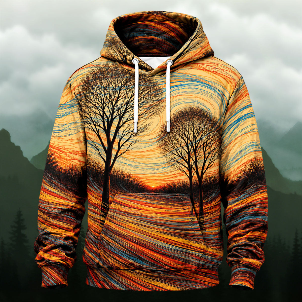 Artistic Sunset Forest All-Over Print Hoodie