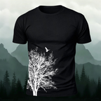 Dead Tree Silhouette Printed Casual 100% Cotton T-Shirt