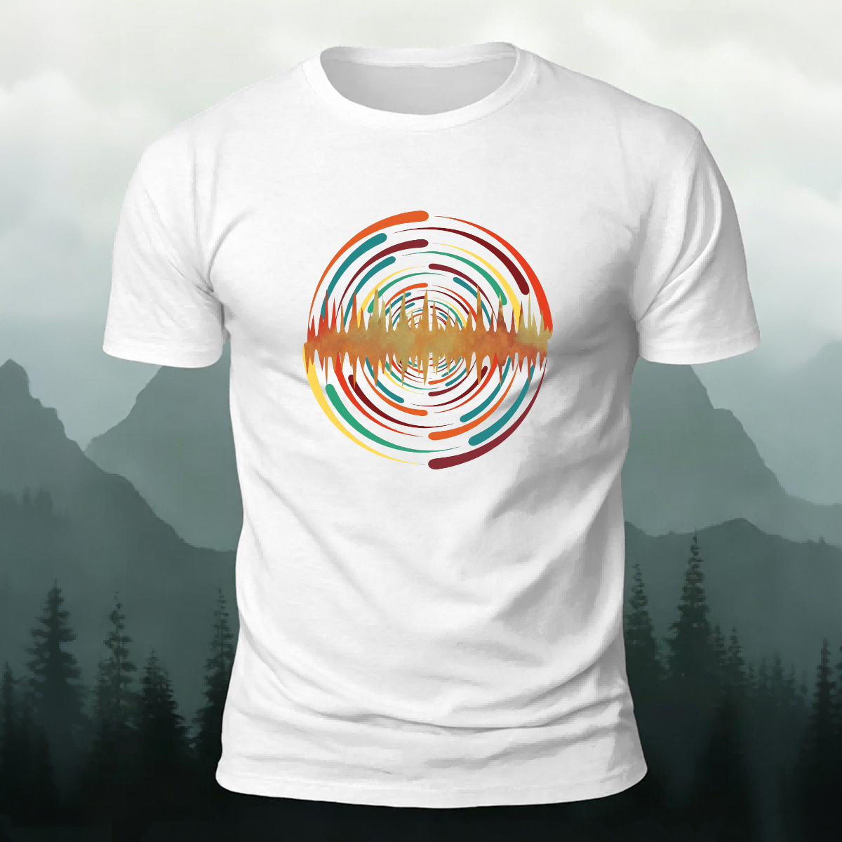 Round Artistic Color-Printed Outdoor Cotton T-Shirt