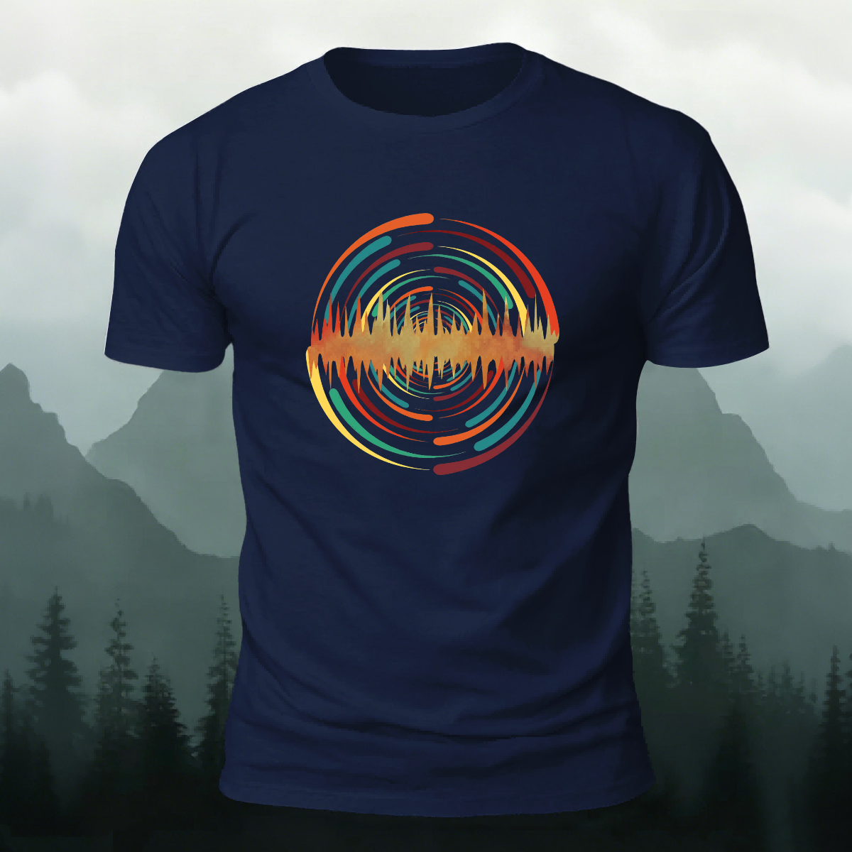 Round Artistic Color-Printed Outdoor Cotton T-Shirt