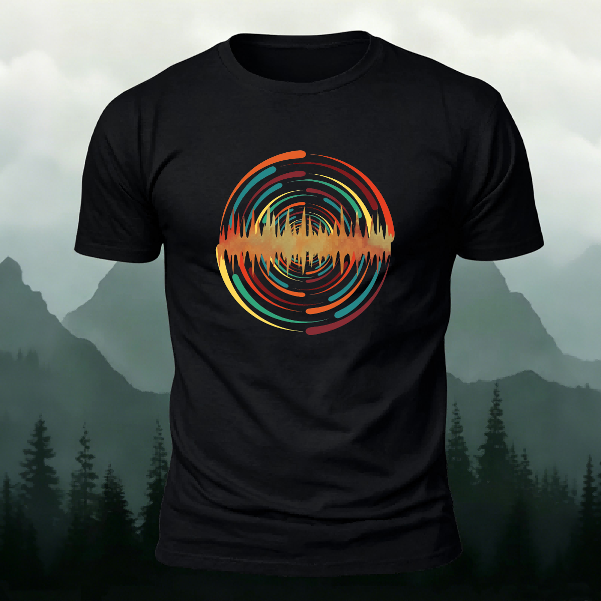 Round Artistic Color-Printed Outdoor Cotton T-Shirt
