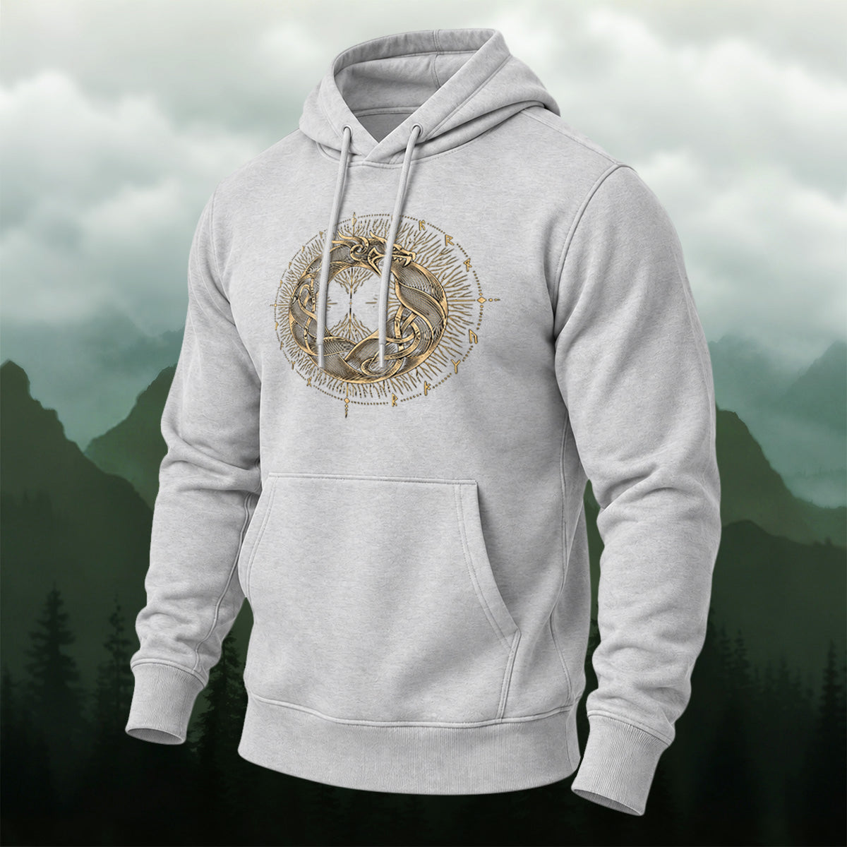 Cotton Made Mystical Viking Dragon Hoodie