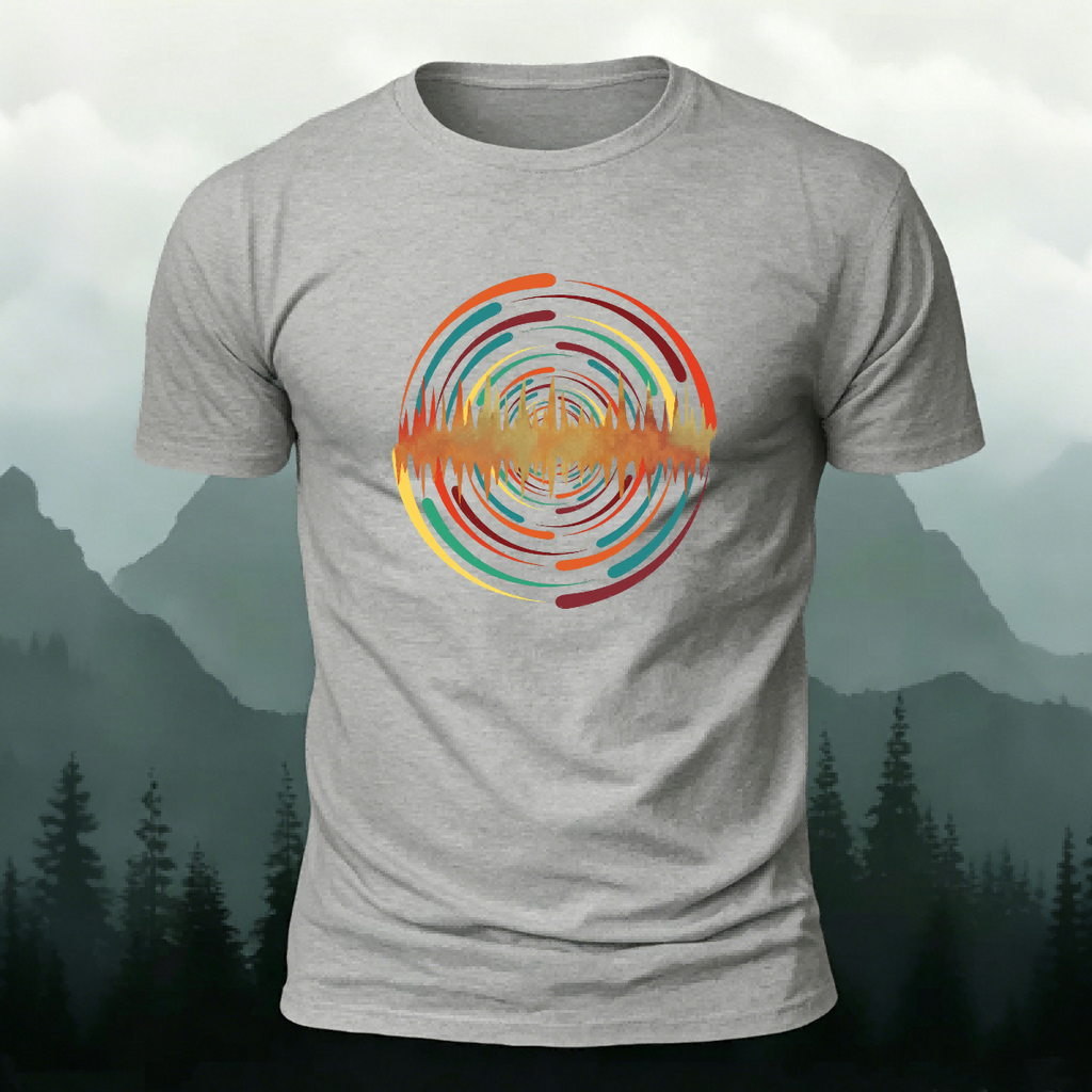 Round Artistic Color-Printed Outdoor Cotton T-Shirt