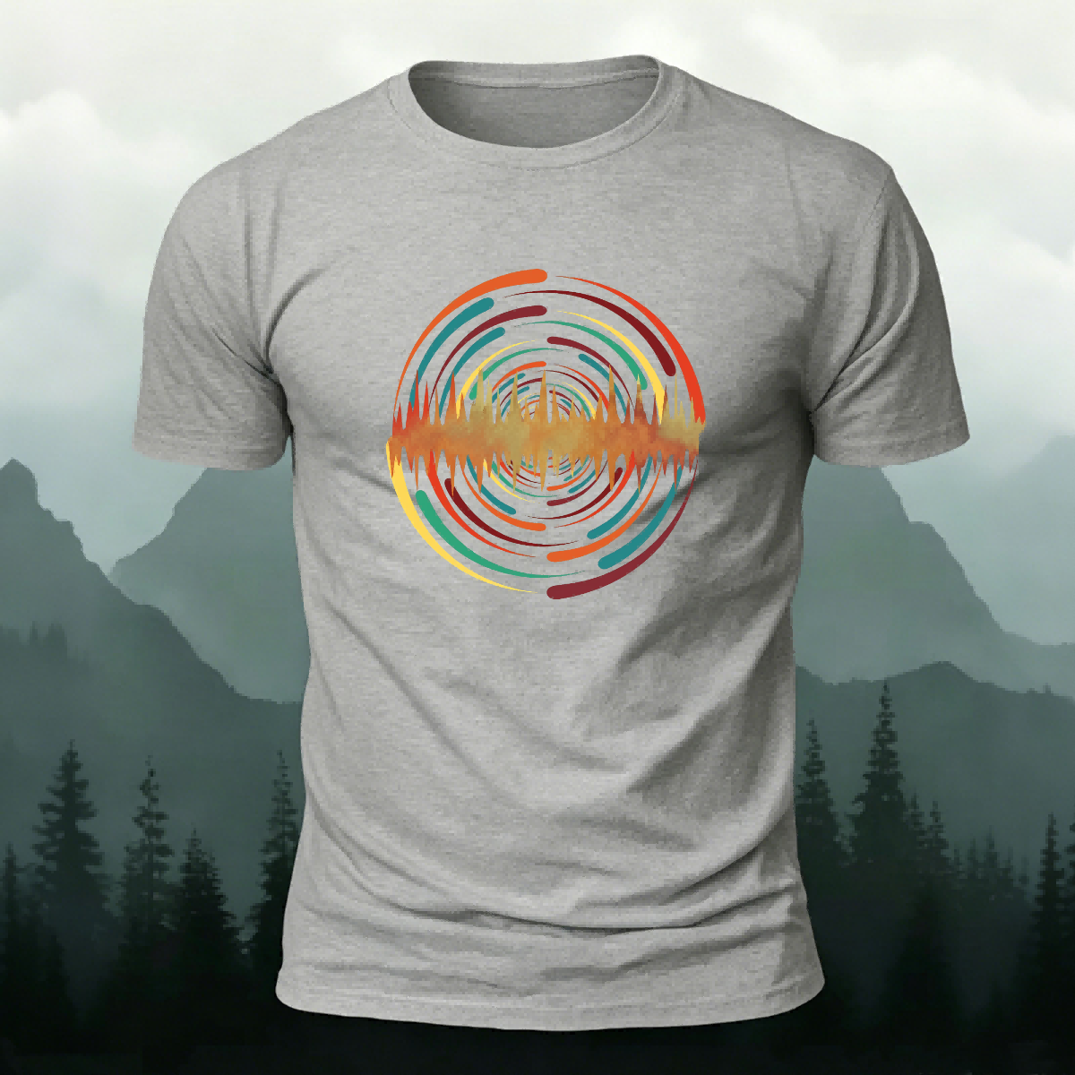 Round Artistic Color-Printed Outdoor Cotton T-Shirt
