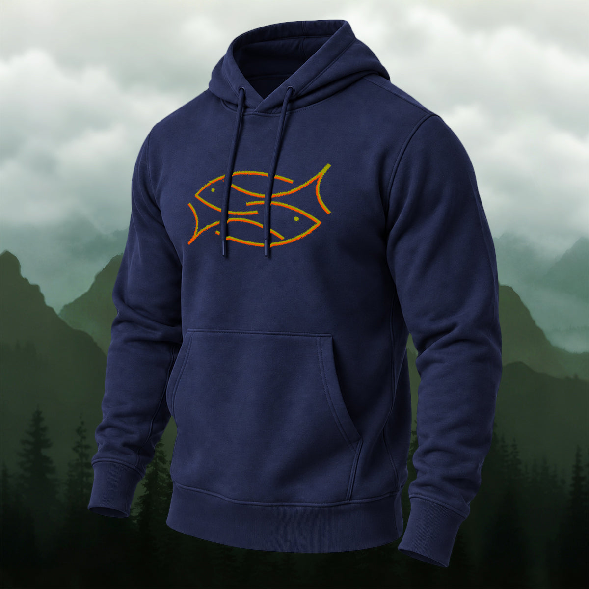 Cotton Made Artistic Coastal Fish Hoodie