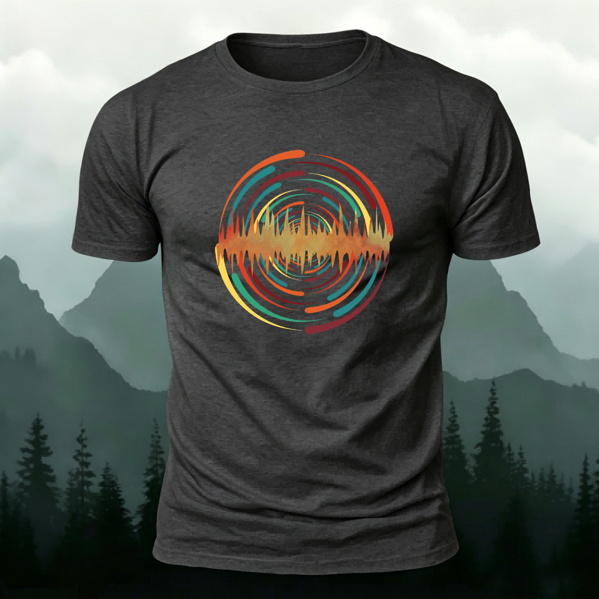 Round Artistic Color-Printed Outdoor Cotton T-Shirt