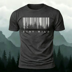 Natural Landscape Barcode-Printed Casual Cotton Tee